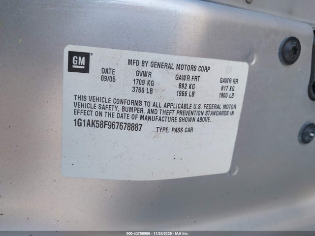 2006 CHEVROLET COBALT 1G1AK58F967678887 Photo 8