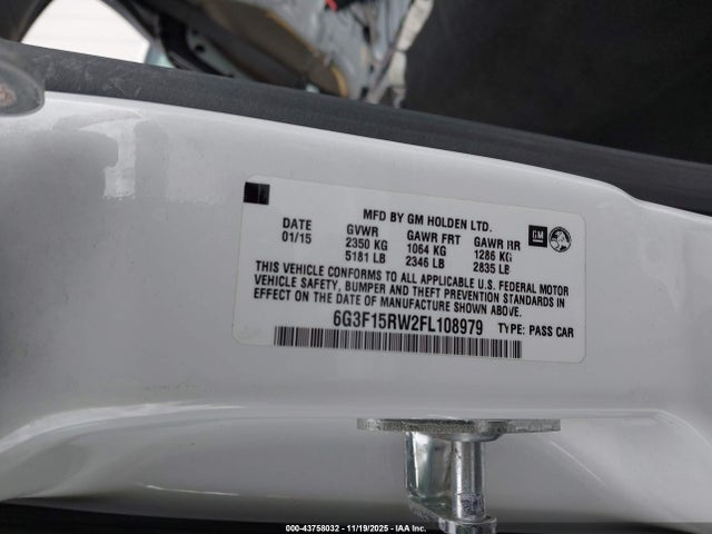 6G3F15RW2FL108979 Chevrolet SS