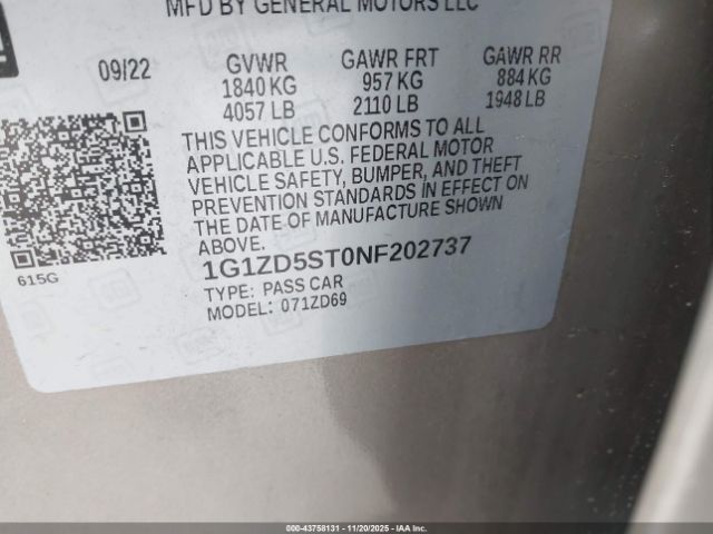 2022 CHEVROLET MALIBU 1G1ZD5ST0NF202737 Photo 8