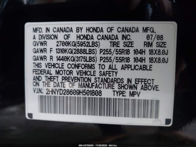 2009 ACURA MDX 2HNYD28609H501808 Photo 8