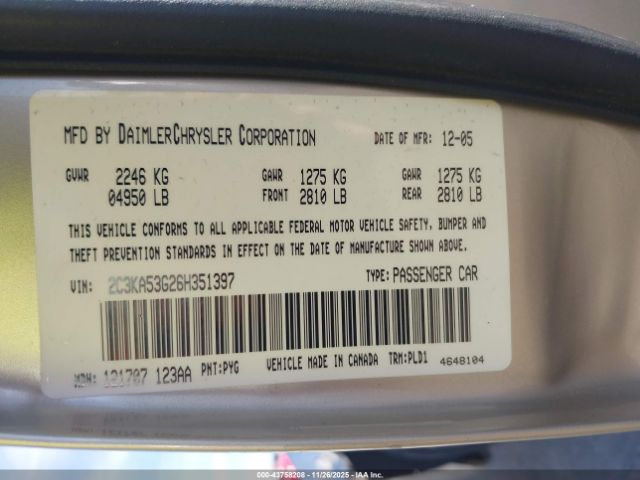 2006 CHRYSLER 300 2C3KA53G26H351397 Photo 8