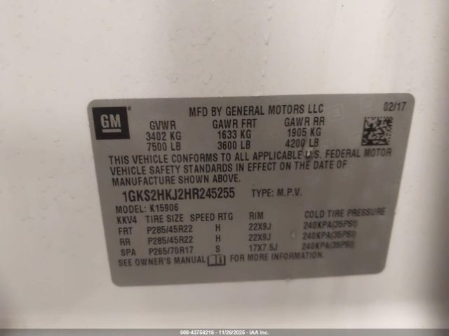 2017 GMC YUKON XL 1GKS2HKJ2HR245255 Photo 8