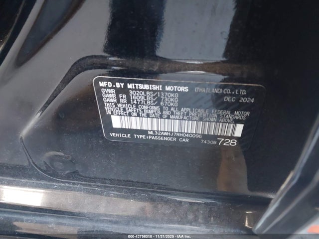 2024 MITSUBISHI MIRAGE ML32AWHJ7RH040096 Photo 8