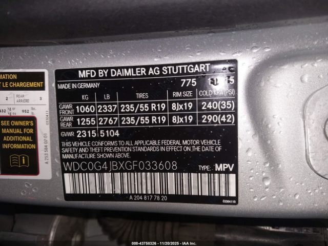 2016 MERCEDES-BENZ GLC 300 WDC0G4JBXGF033608 Photo 8