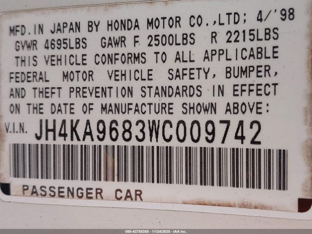 1998 ACURA RL JH4KA9683WC009742 Photo 8