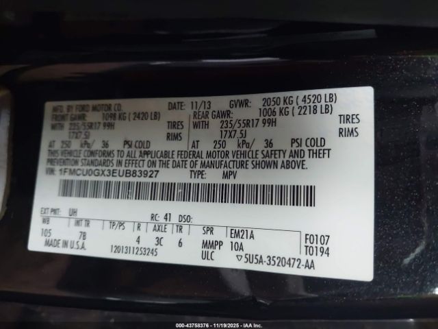 2014 FORD ESCAPE 1FMCU0GX3EUB83927 Photo 8