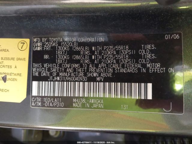 2006 LEXUS RX 400H JTJHW31U960040930 Photo 8