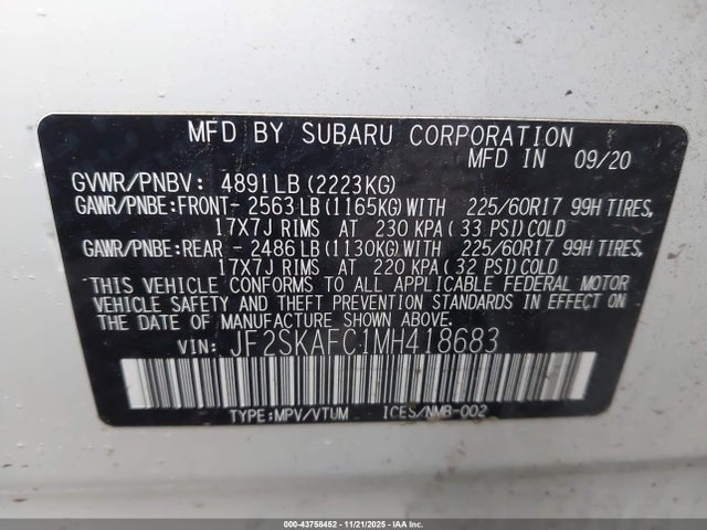 2021 SUBARU FORESTER JF2SKAFC1MH418683 Photo 8