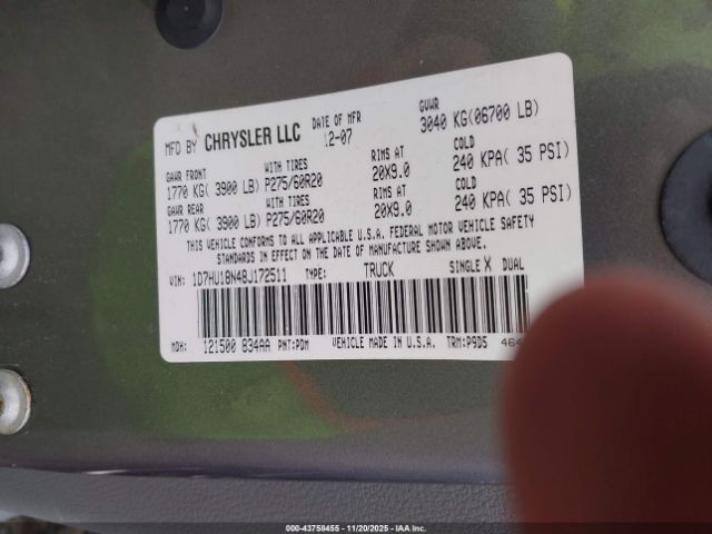 2008 DODGE RAM 1500 1D7HU18N48J172511 Photo 8