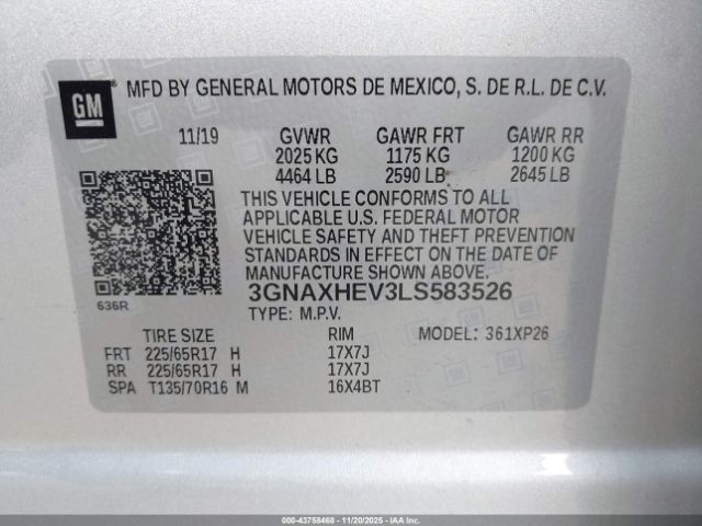 2020 CHEVROLET EQUINOX 3GNAXHEV3LS583526 Photo 8