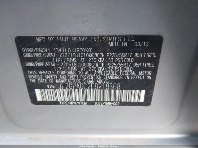 2014 SUBARU XV CROSSTREK JF2GPAGC2E8218368 Photo 8