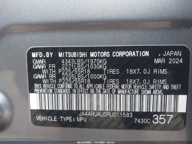 2024 MITSUBISHI OUTLANDER SPORT JA4ARUAU0RU011583 Photo 8