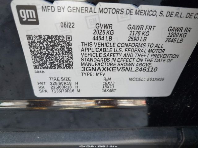 2022 CHEVROLET EQUINOX 3GNAXKEV5NL246110 Photo 8