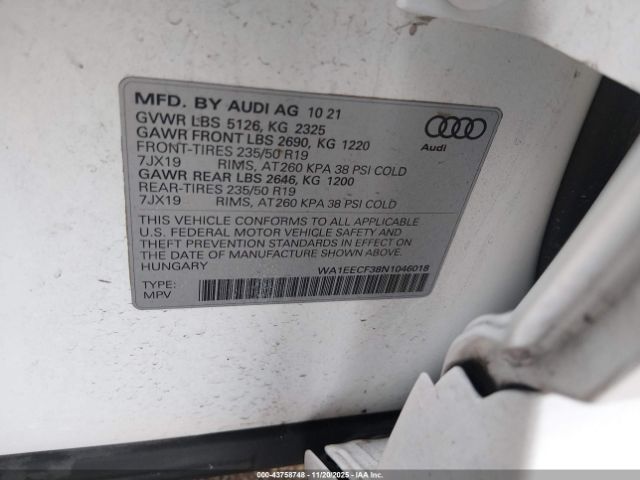 2022 AUDI Q3 WA1EECF38N1046018 Photo 8