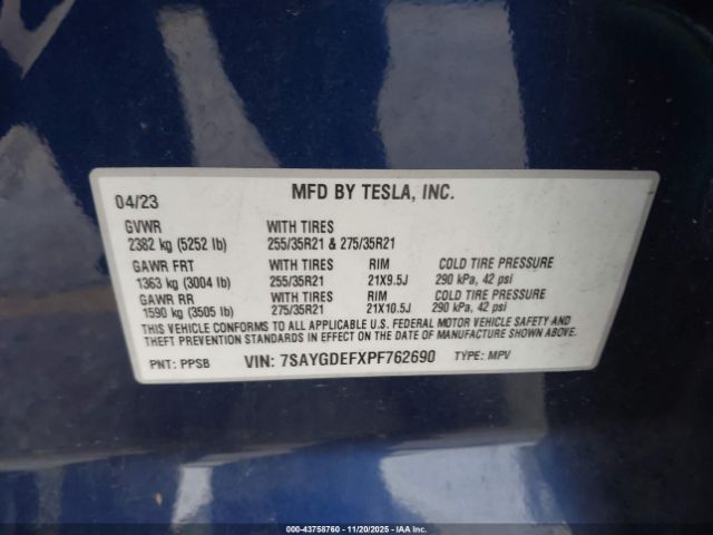 2023 TESLA MODEL Y 7SAYGDEFXPF762690 Photo 8