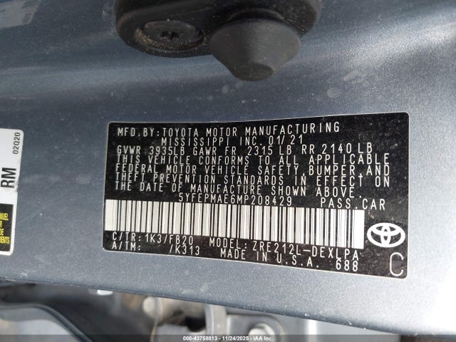Toyota COROLLA LE 2021 5YFEPMAE6MP208429 Image 9