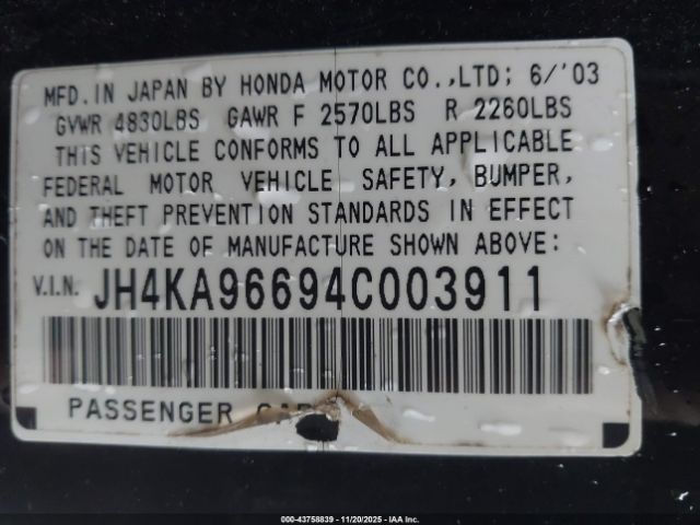 2004 ACURA RL JH4KA96694C003911 Photo 8