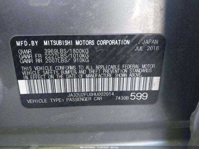 2017 MITSUBISHI LANCER JA32U2FU0HU002014 Photo 8