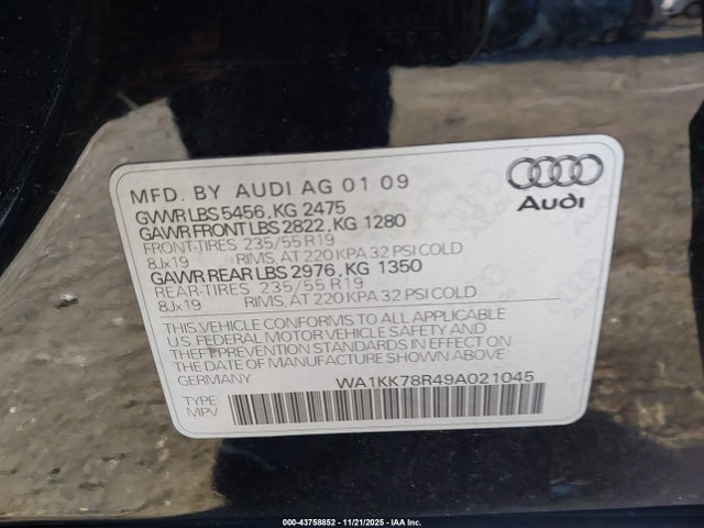 2009 AUDI Q5 WA1KK78R49A021045 Photo 8