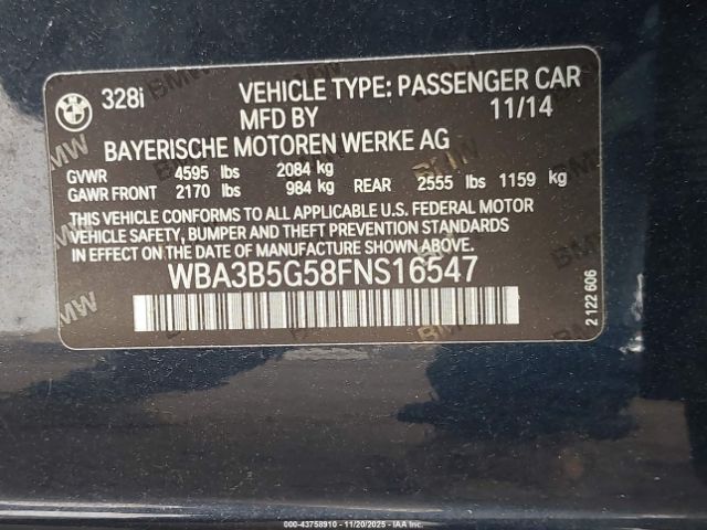 2015 BMW 328I WBA3B5G58FNS16547 Photo 8