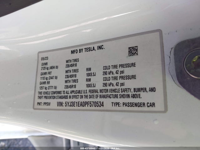 2023 TESLA MODEL 3 5YJ3E1EA0PF570534 Photo 8