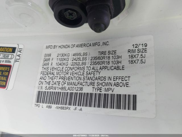 2020 HONDA CR-V 5J6RW1H85LA001238 Photo 8