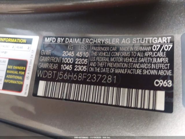 2008 MERCEDES-BENZ CLK 350 WDBTJ56H68F237281 Photo 8