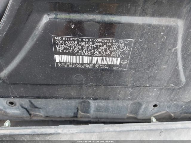 2012 LEXUS ES 350 JTHBK1EGXC2508515 Photo 8