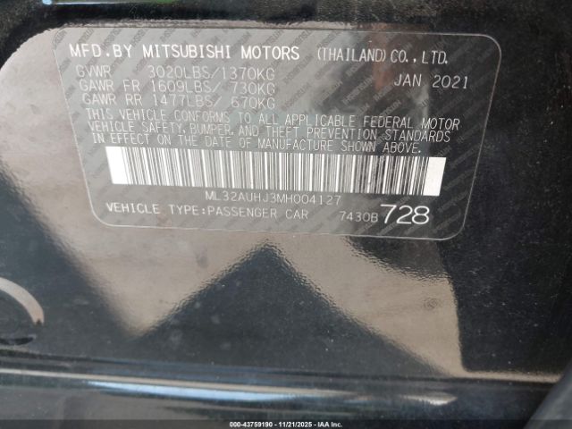 2021 MITSUBISHI MIRAGE ML32AUHJ3MH004127 Photo 8