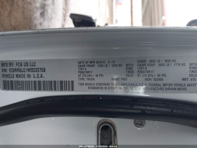 2021 RAM 1500 CLASSIC 1C6RR6LG1MS533758 Photo 8