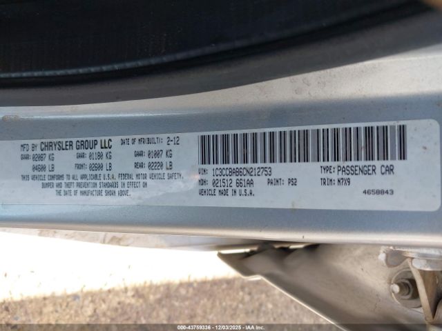 2012 CHRYSLER 200 1C3CCBAB6CN212753 Photo 8