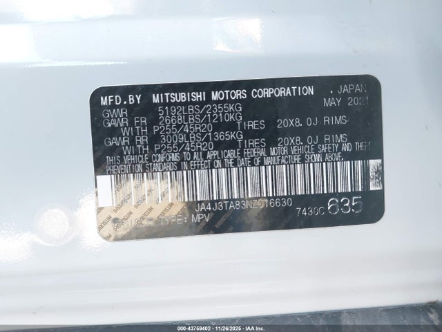 2022 MITSUBISHI OUTLANDER JA4J3TA83NZ016630 Photo 8