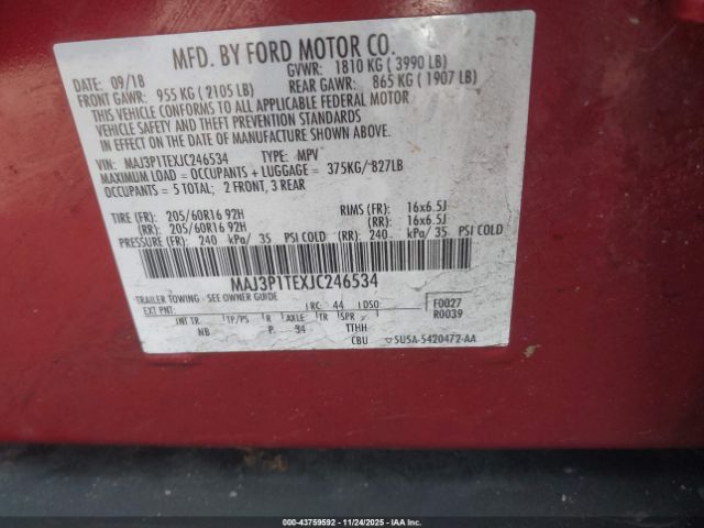 2018 FORD ECOSPORT MAJ3P1TEXJC246534 Photo 8