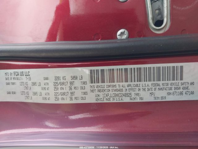 2019 JEEP CHEROKEE 1C4PJLCBXKD248925 Photo 8