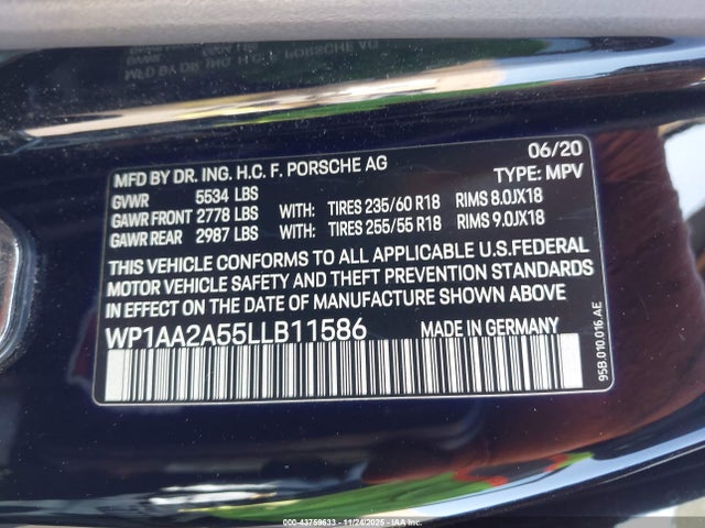 2020 PORSCHE MACAN WP1AA2A55LLB11586 Photo 8