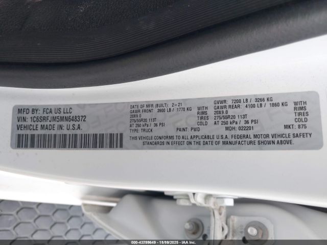 2021 RAM 1500 1C6SRFJM5MN648372 Photo 8