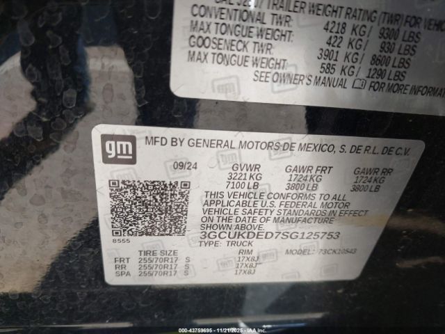 2025 CHEVROLET SILVERADO 1500 3GCUKDED7SG125753 Photo 8