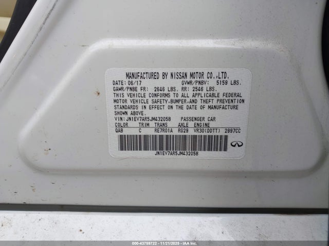 Продаж на аукціоні авто 2018 Infiniti Q50 3.0t Luxe, vin: JN1EV7AR5JM432058, номер лоту: 43759722
