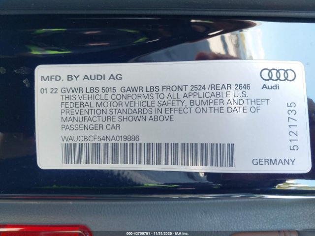 2022 AUDI A5 SPORTBACK WAUCBCF54NA019886 Photo 8