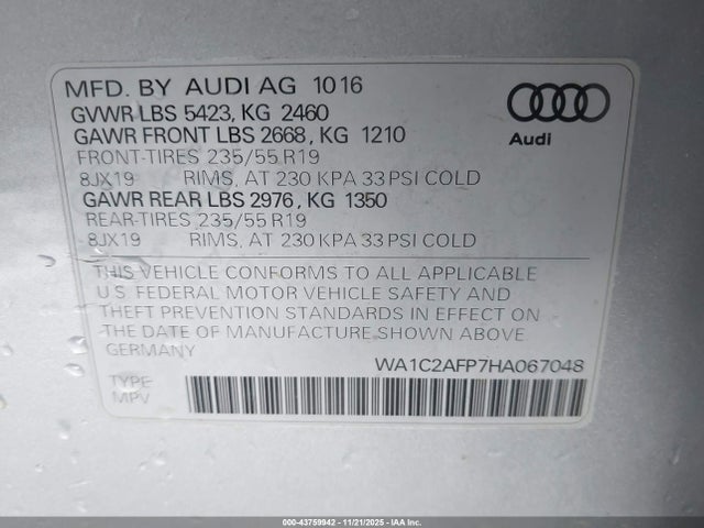 2017 AUDI Q5 WA1C2AFP7HA067048 Photo 8