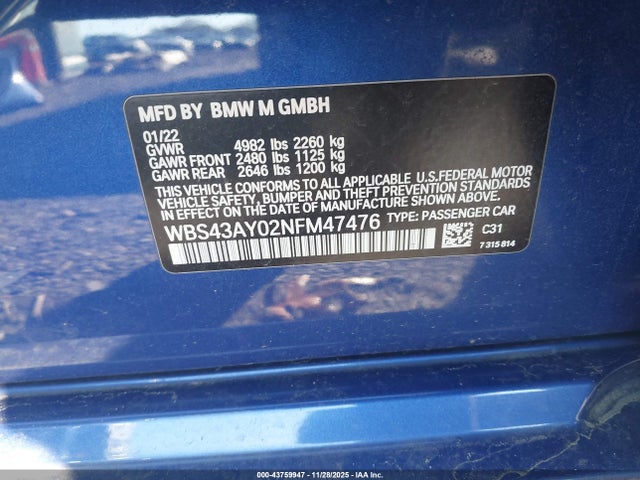 2022 BMW M3 WBS43AY02NFM47476 Photo 8