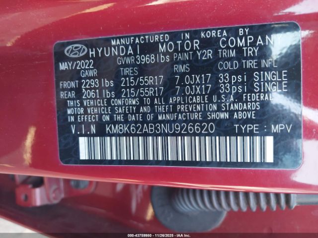 2022 HYUNDAI KONA KM8K62AB3NU926620 Photo 8