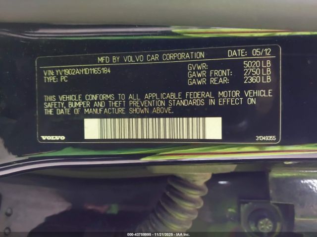 2013 VOLVO S80 YV1902AH1D1165184 Photo 8