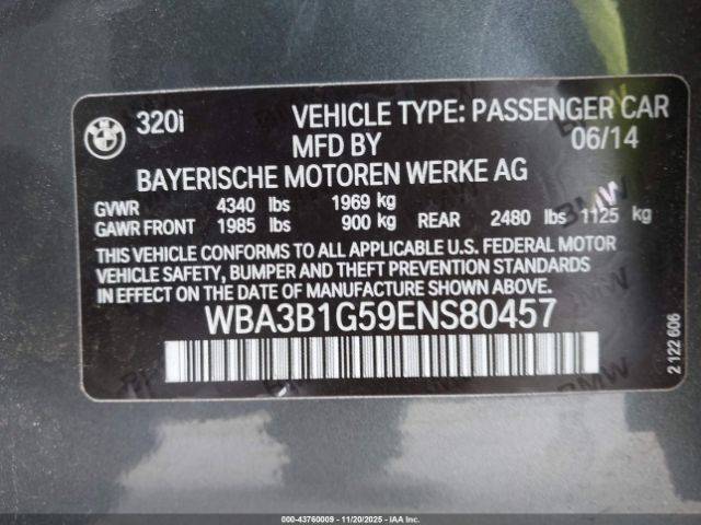 2014 BMW 320I WBA3B1G59ENS80457 Photo 8