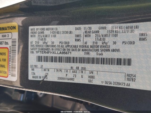 2020 FORD RANGER 1FTER4FHXLLA95671 Photo 8