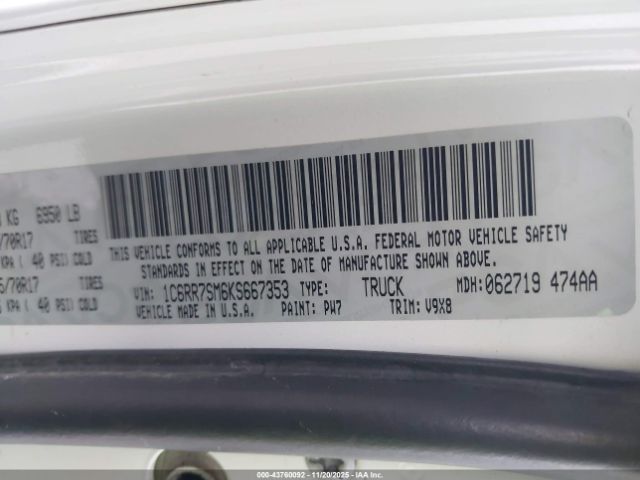 2019 RAM 1500 CLASSIC 1C6RR7SM6KS667353 Photo 8