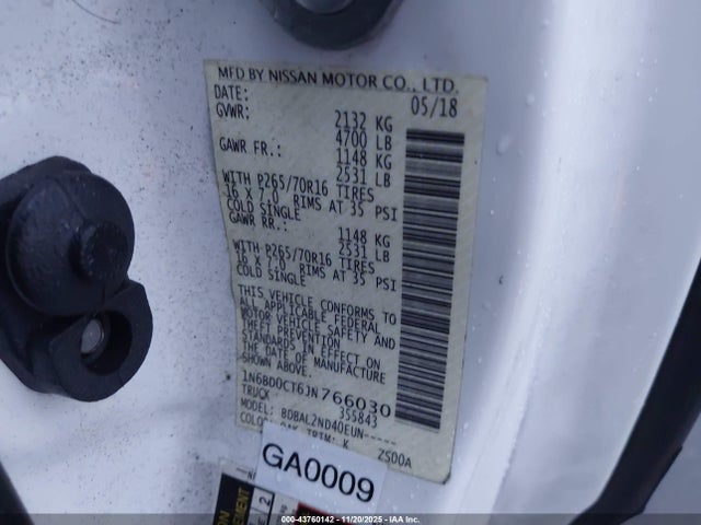 Nissan Frontier Sv-i4 2018 1N6BD0CT6JN766030 Image 9