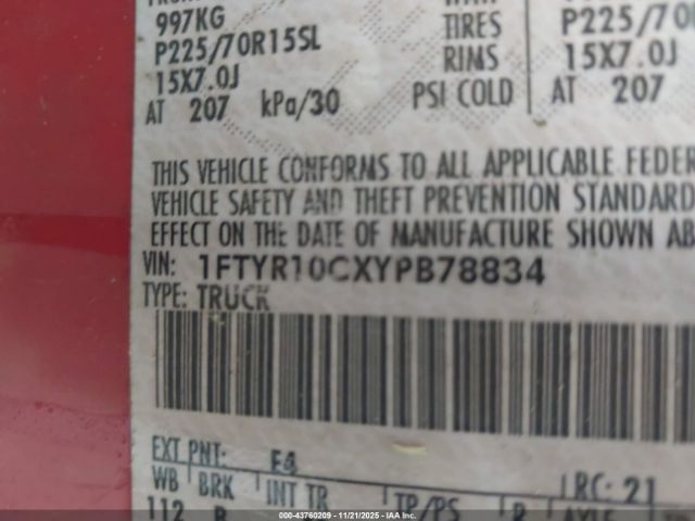 2000 FORD RANGER 1FTYR10CXYPB78834 Photo 8