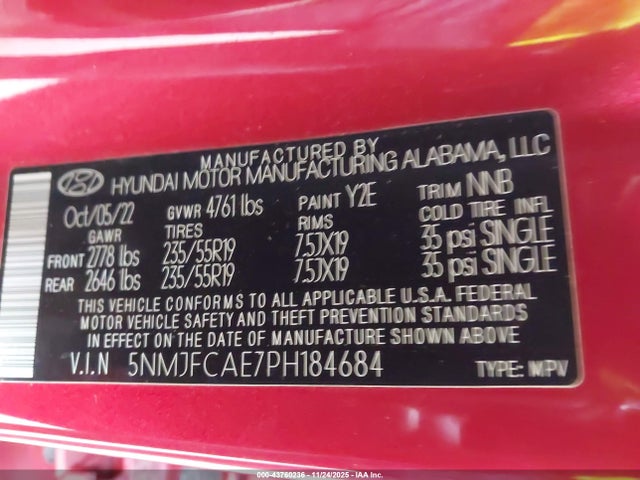 Продаж на аукціоні авто 2023 Hyundai Tucson Sel, vin: 5NMJFCAE7PH184684, номер лоту: 43760236