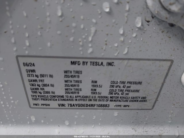 2024 TESLA MODEL Y 7SAYGDED4RF108883 Photo 8